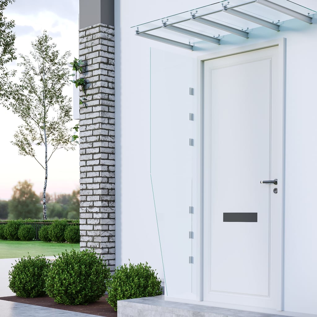 vidaXL 2 Piece Side Panels for Door Canopy Transparent Tempered Glass