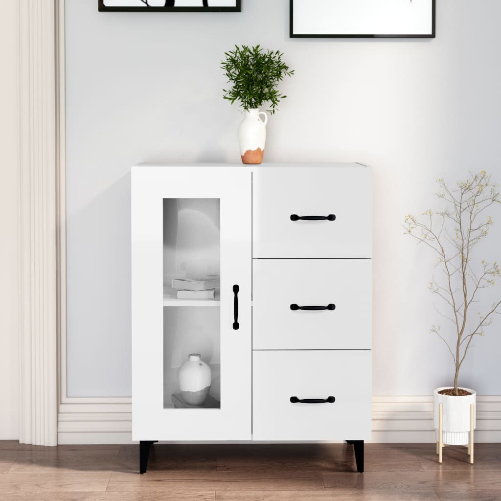 vidaXL Sideboard High Gloss White 69.5x34x90 cm Engineered Wood