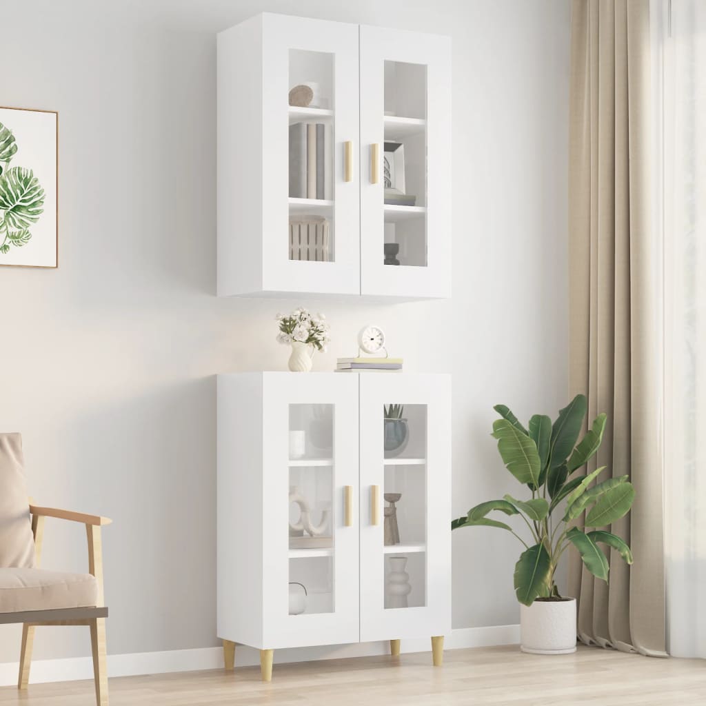 vidaXL Hanging Wall Cabinet High Gloss White 69.5x34x90 cm
