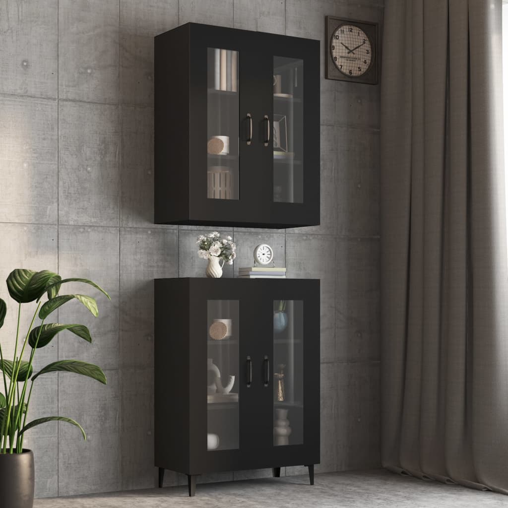 vidaXL Hanging Wall Cabinet Black 69.5x34x90 cm