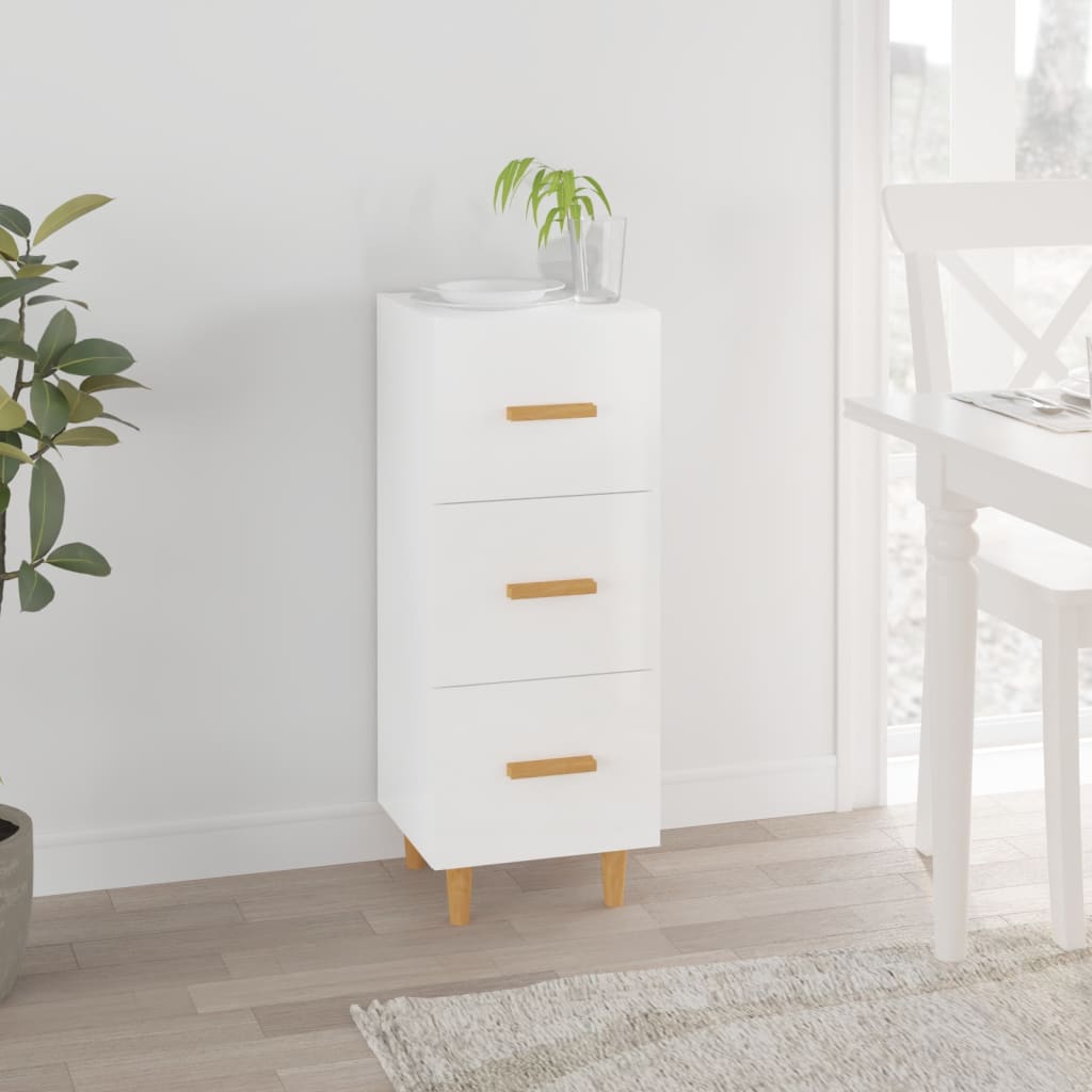 vidaXL Sideboard High Gloss White 34.5x34x90 cm Engineered Wood
