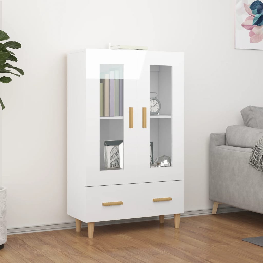 vidaXL Highboard High Gloss White 70x31x115 cm Engineered Wood
