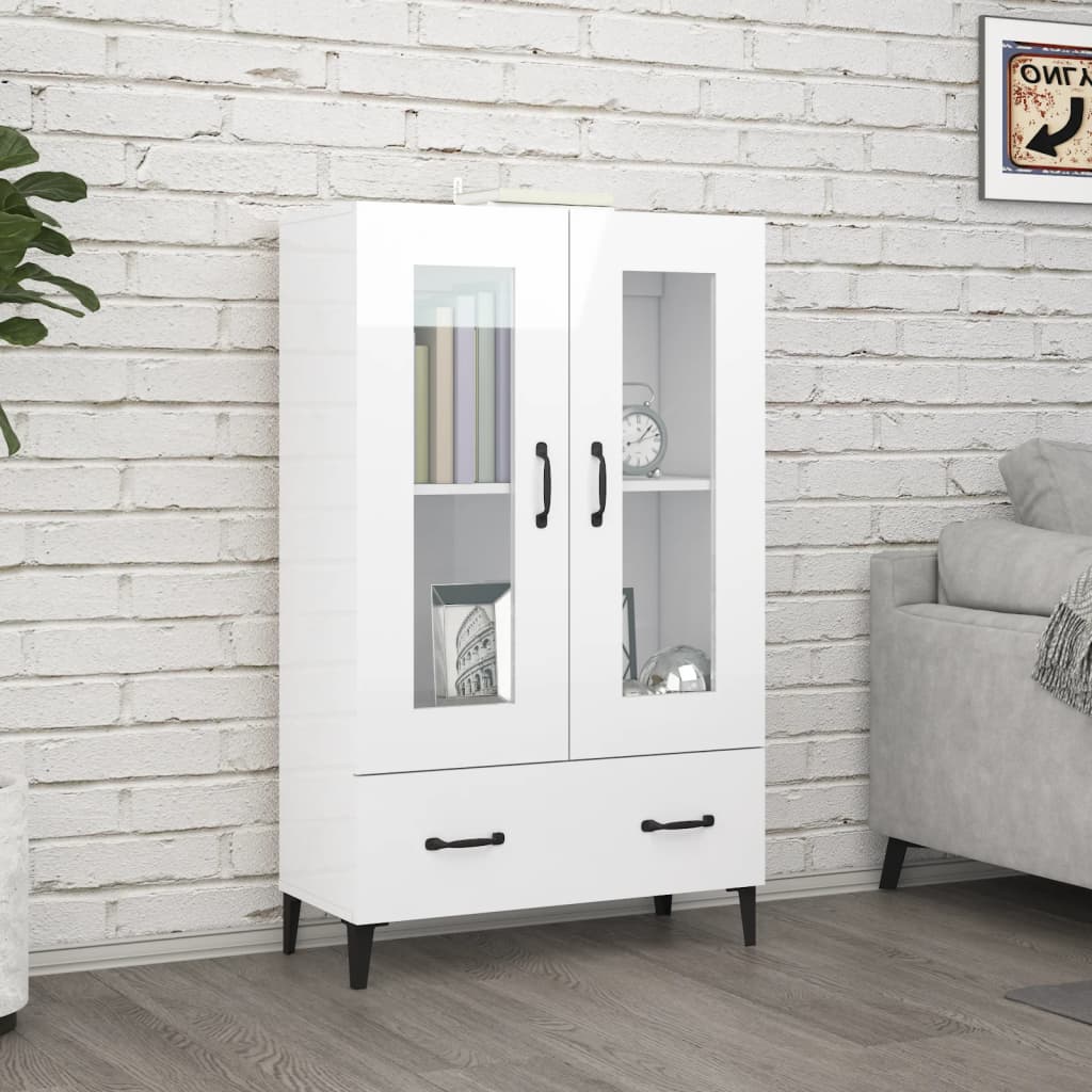 vidaXL Highboard High Gloss White 70x31x115 cm Engineered Wood