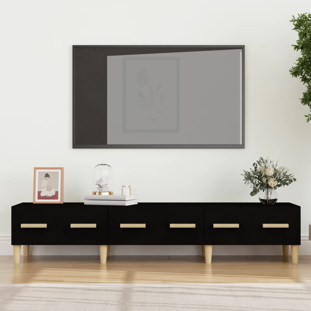 vidaXL TV Cabinet Black 150x34.5x30 cm Engineered Wood