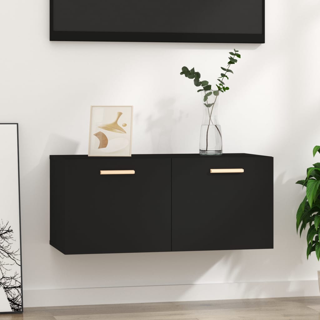 vidaXL Wall Cabinet Black 80x35x36.5 cm Engineered Wood
