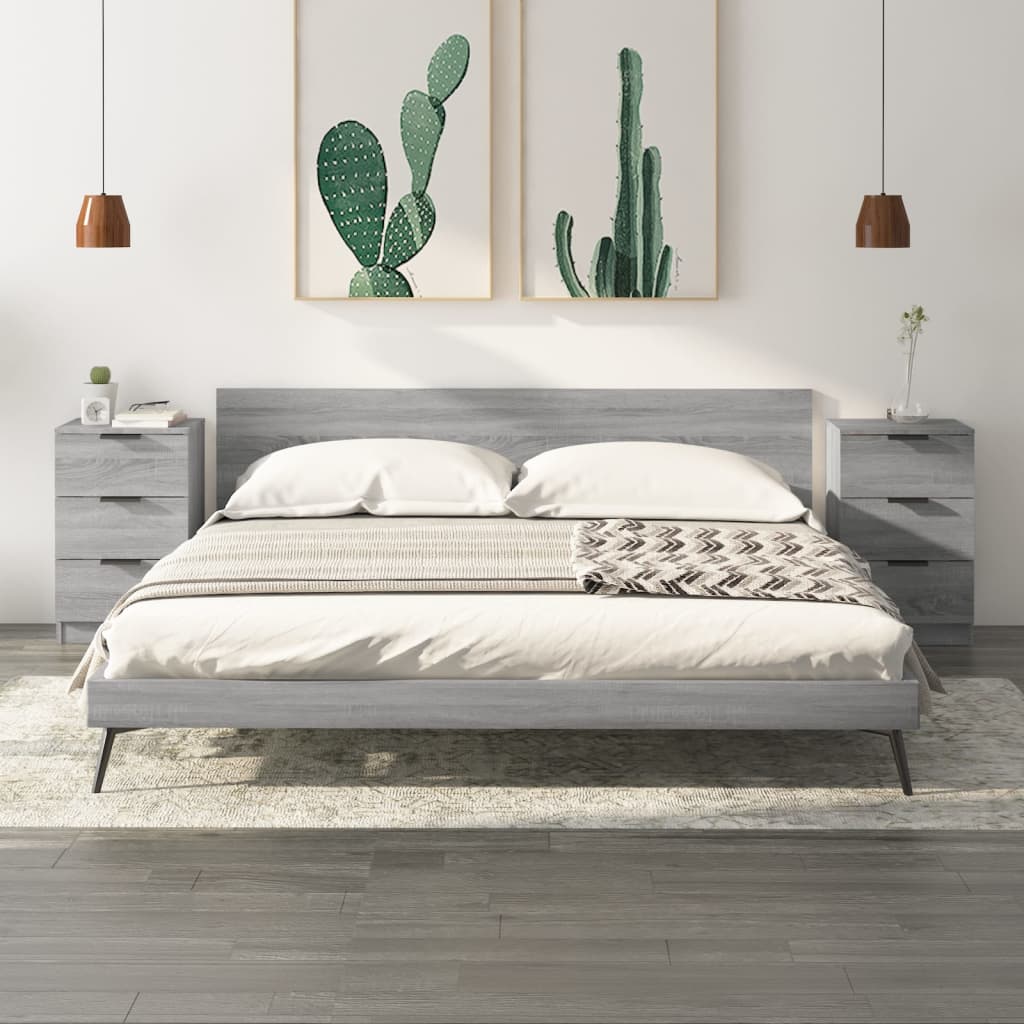vidaXL Bedside Cabinets 2 pcs Grey Sonoma 40x36x65 cm