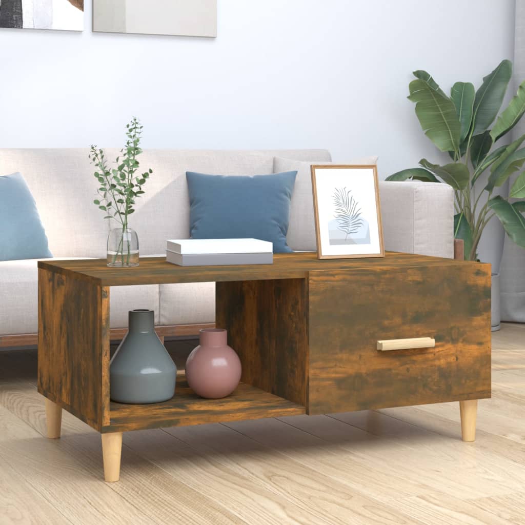 vidaXL Coffee Table Smoked Oak 89,5x50x40 cm Engineered Wood