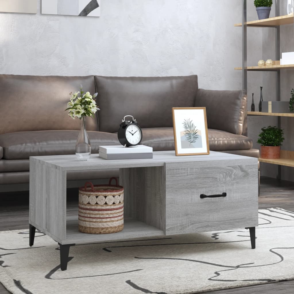 vidaXL Coffee Table Grey Sonoma 90x50x40 cm Engineered Wood