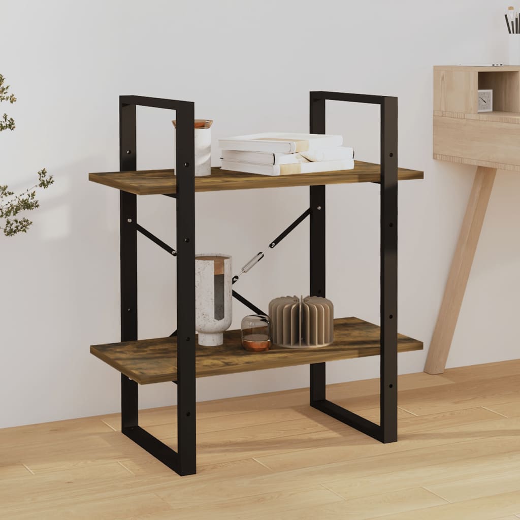 vidaXL 2-Tier Book Cabinet Smoked Oak 60x30x70 cm Engineered Wood