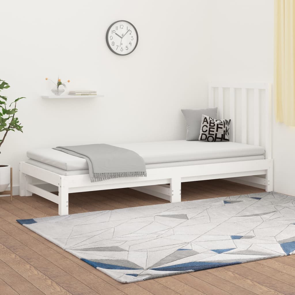 vidaXL Pull-out Day Bed White 2x(90x190) cm Solid Wood Pine