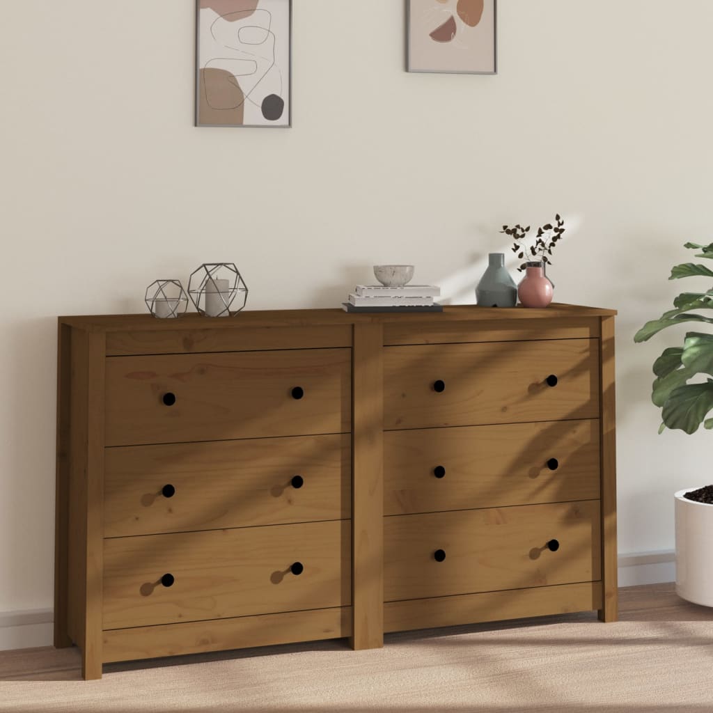vidaXL Sideboard Honey Brown 140x35x80 cm Solid Wood Pine
