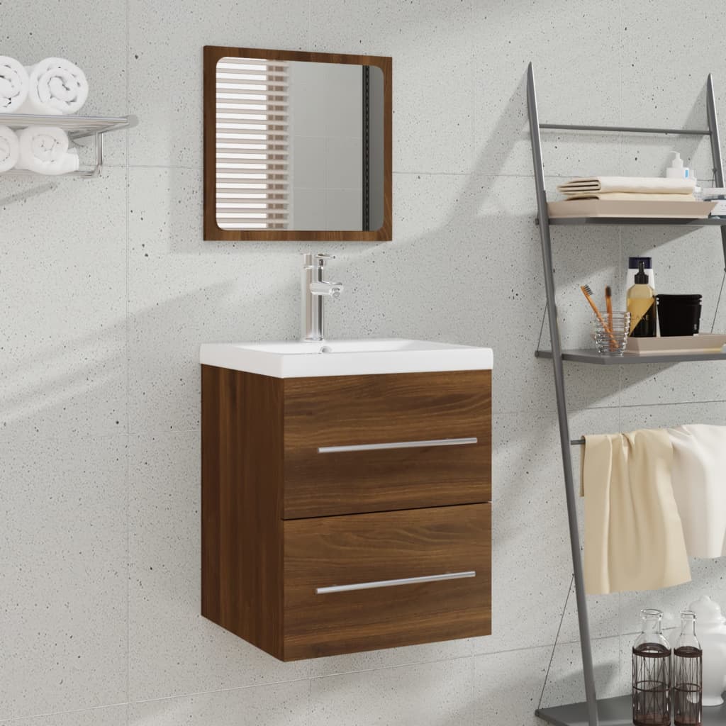 vidaXL Sink Cabinet with Built-in Basin Brown Oak Engineered Wood