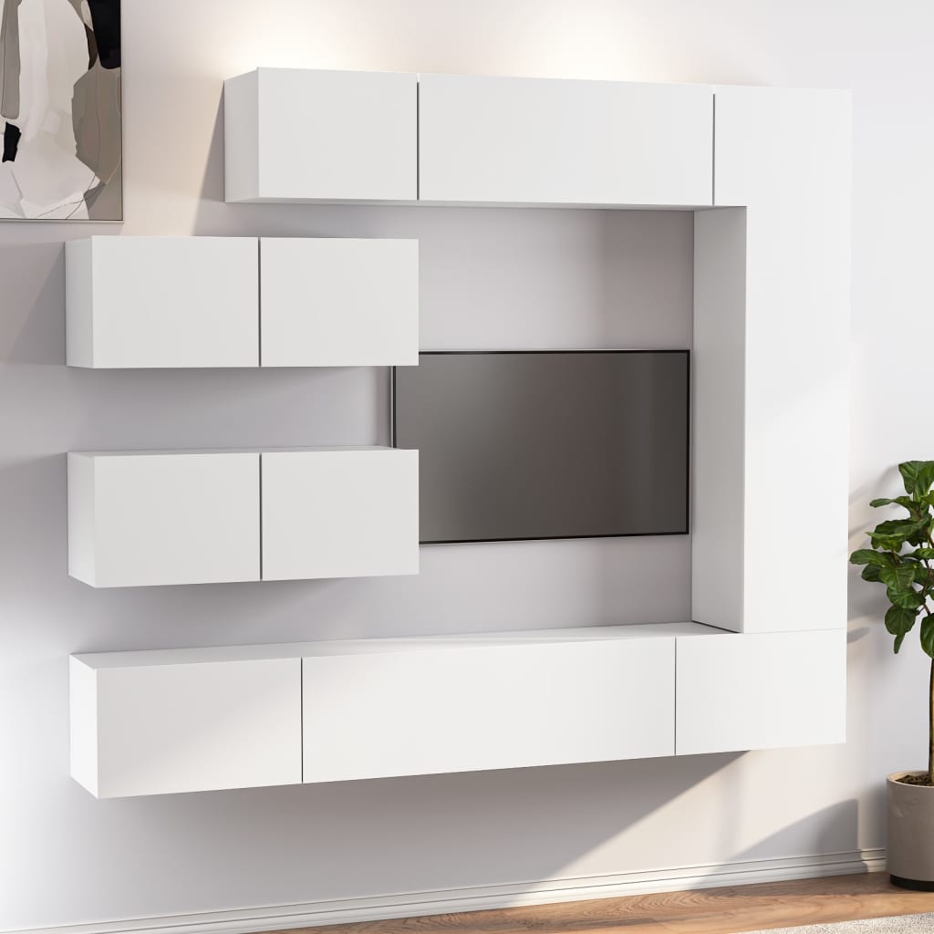vidaXL 7 Piece TV Cabinet Set White Engineered Wood