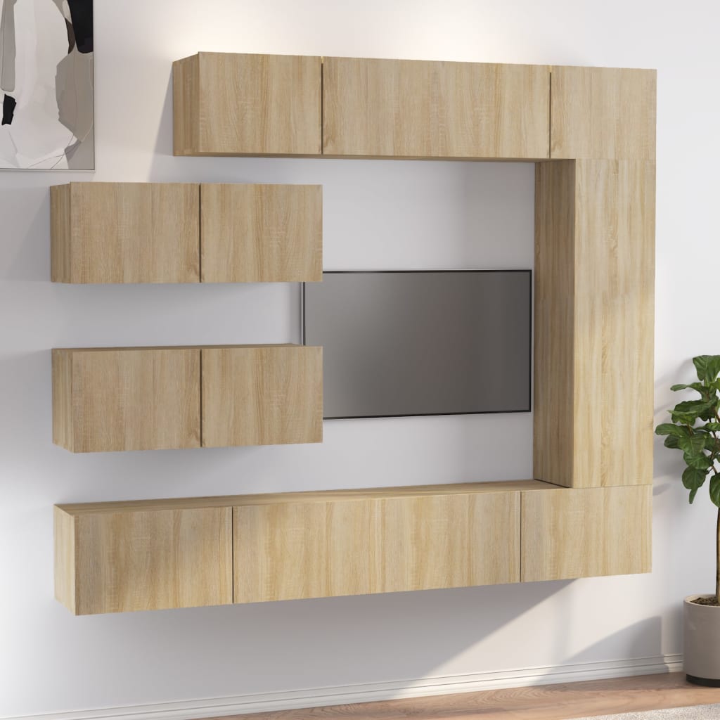 vidaXL 7 Piece TV Cabinet Set Sonoma Oak Engineered Wood