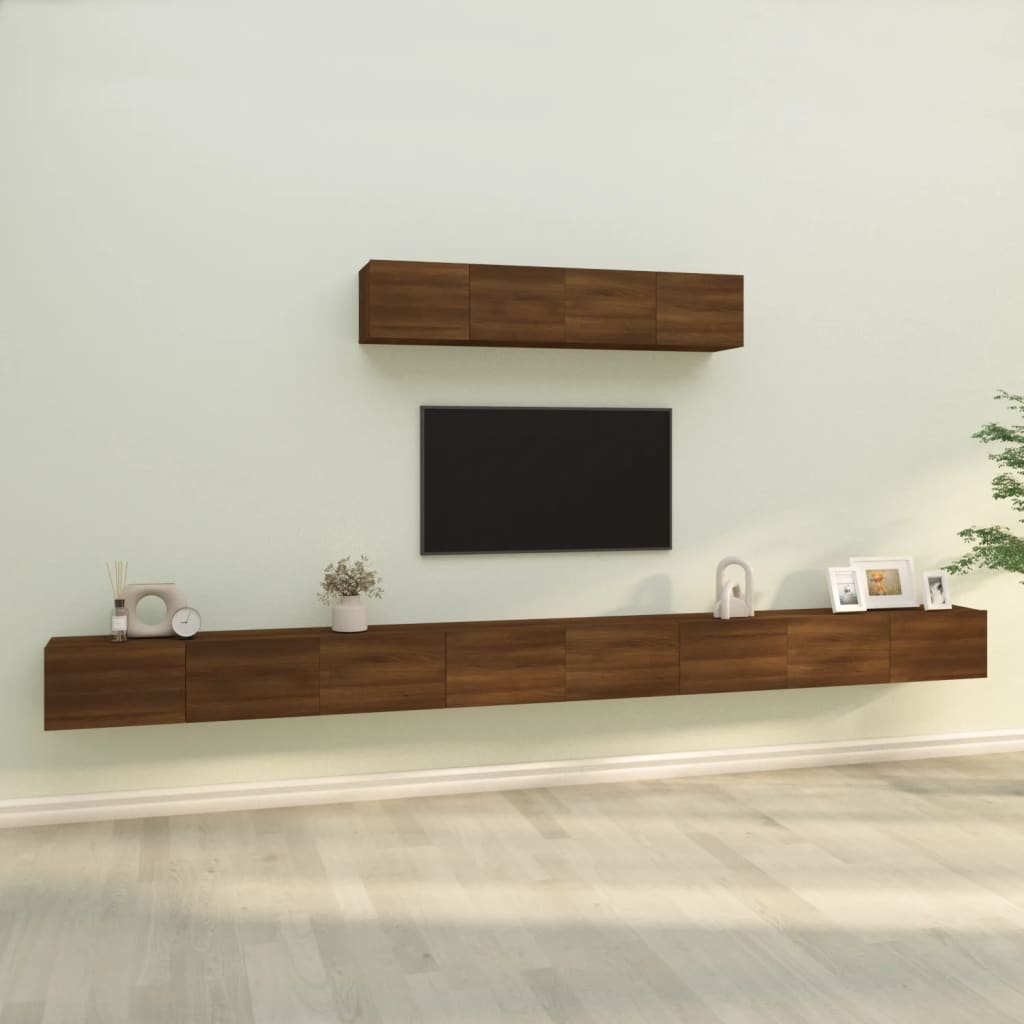 vidaXL 4 Piece TV Cabinet Set Brown Oak Engineered Wood