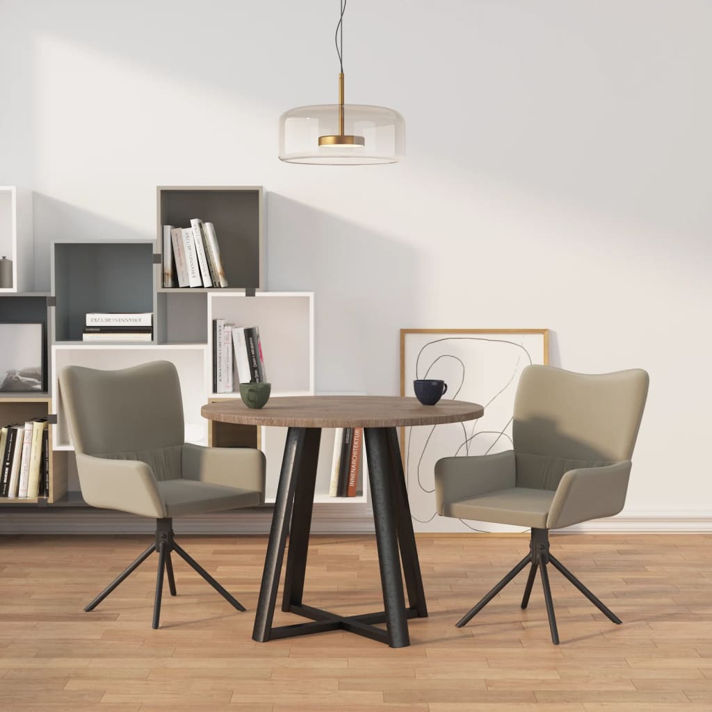 vidaXL Swivel Dining Chairs 2 pcs Light Grey Velvet