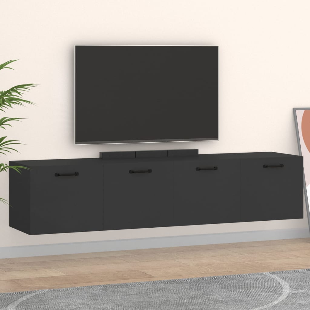 vidaXL Wall Cabinets 2 pcs Black 60x36.5x35 cm Engineered Wood