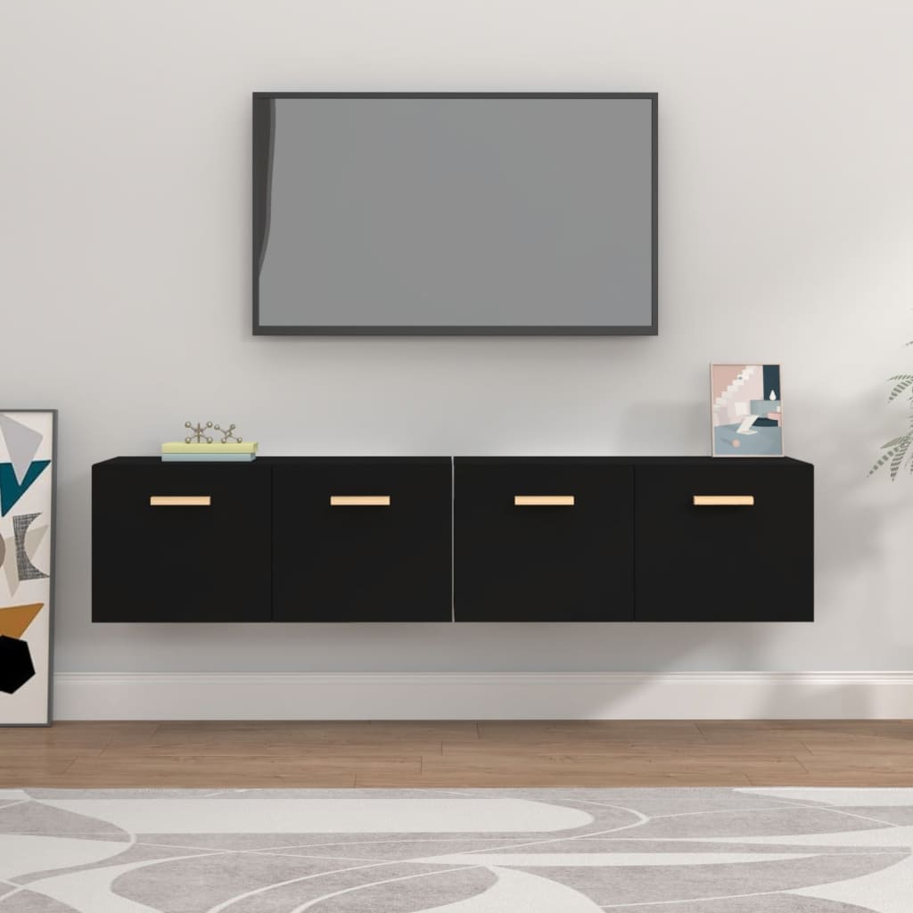 vidaXL Wall Cabinets 2 pcs Black 80x35x36.5 cm Engineered Wood