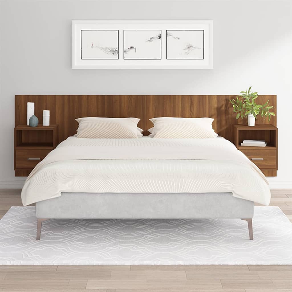 vidaXL Bed Headboard with Cabinets Brown Oak Engineered Wood