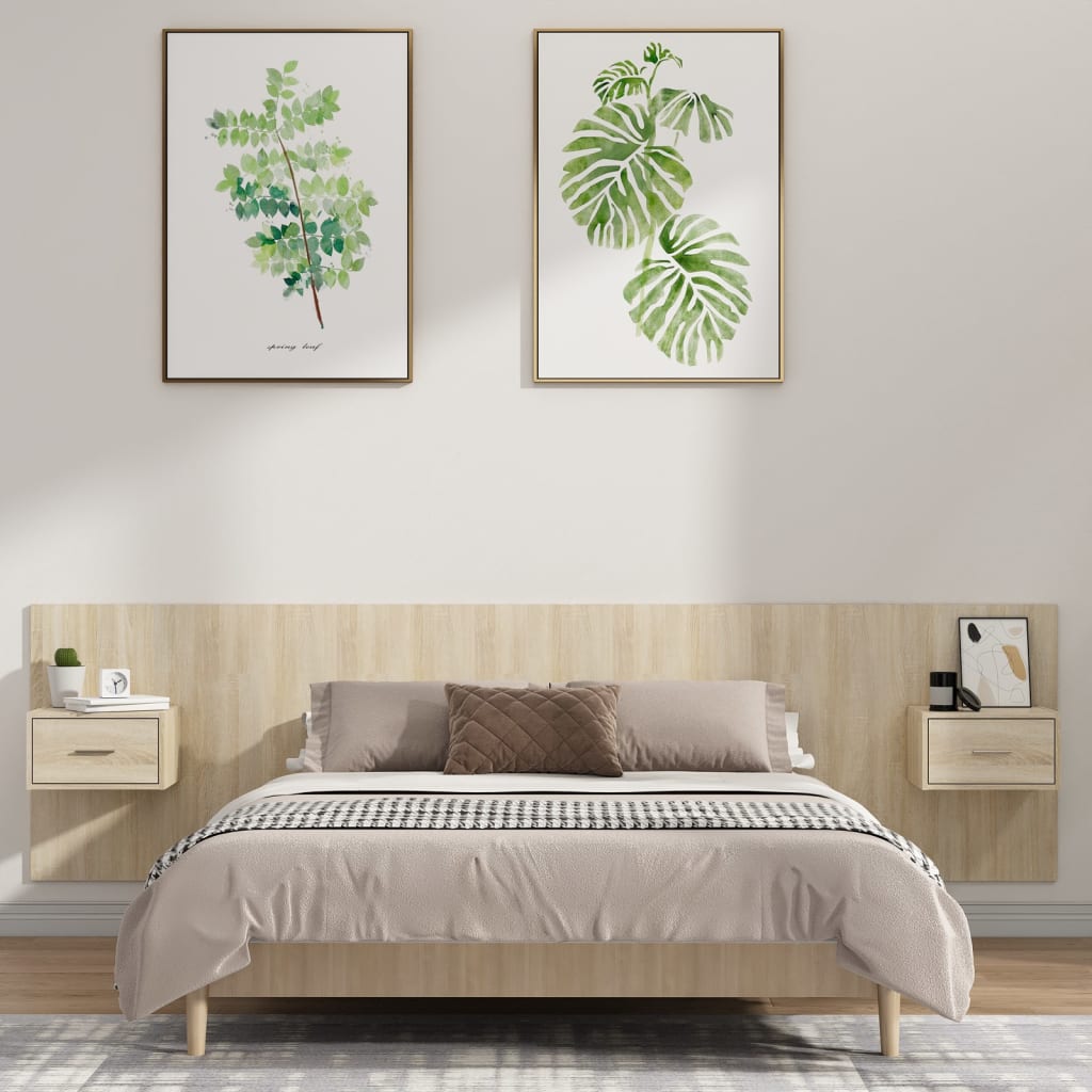 vidaXL Bed Headboard with Cabinets Sonoma Oak Engineered Wood