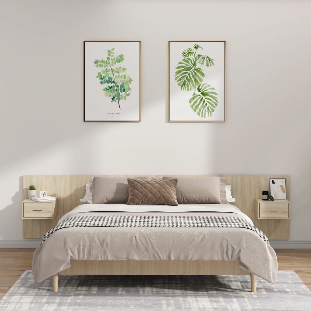 vidaXL Bed Headboard with Cabinets Sonoma Oak Engineered Wood