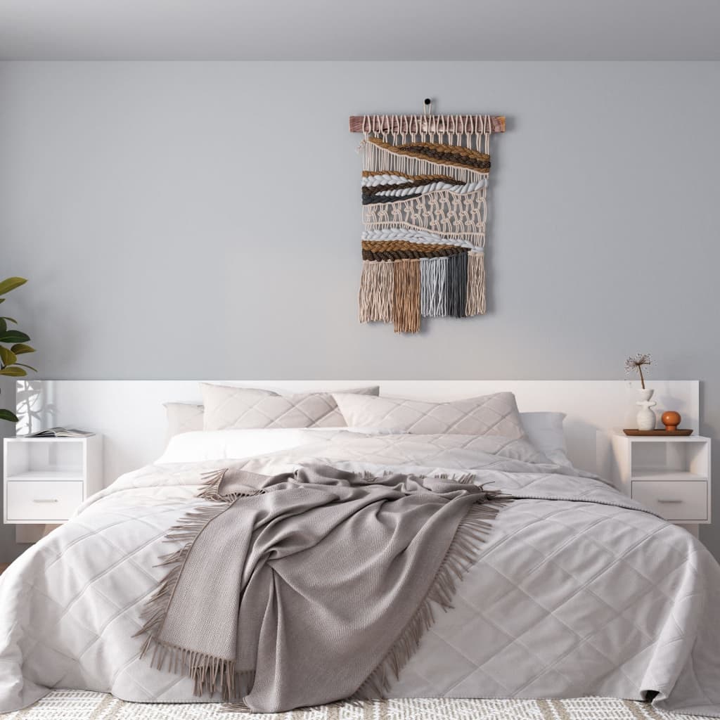 vidaXL Bed Headboard with Cabinets High Gloss White Engineered Wood