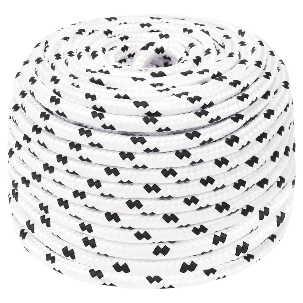 vidaXL Braided Boat Rope White 8 mmx25 m Polyester