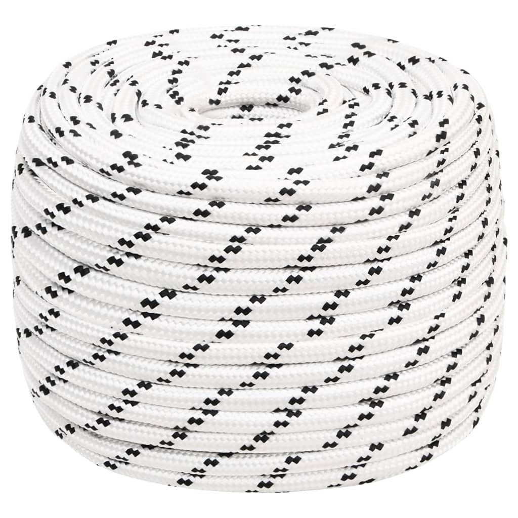 vidaXL Braided Boat Rope White 12 mmx100 m Polyester