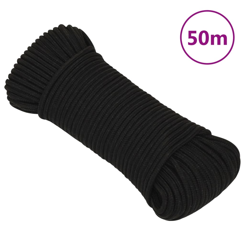vidaXL Work Rope Black 5 mm 50 m Polyester