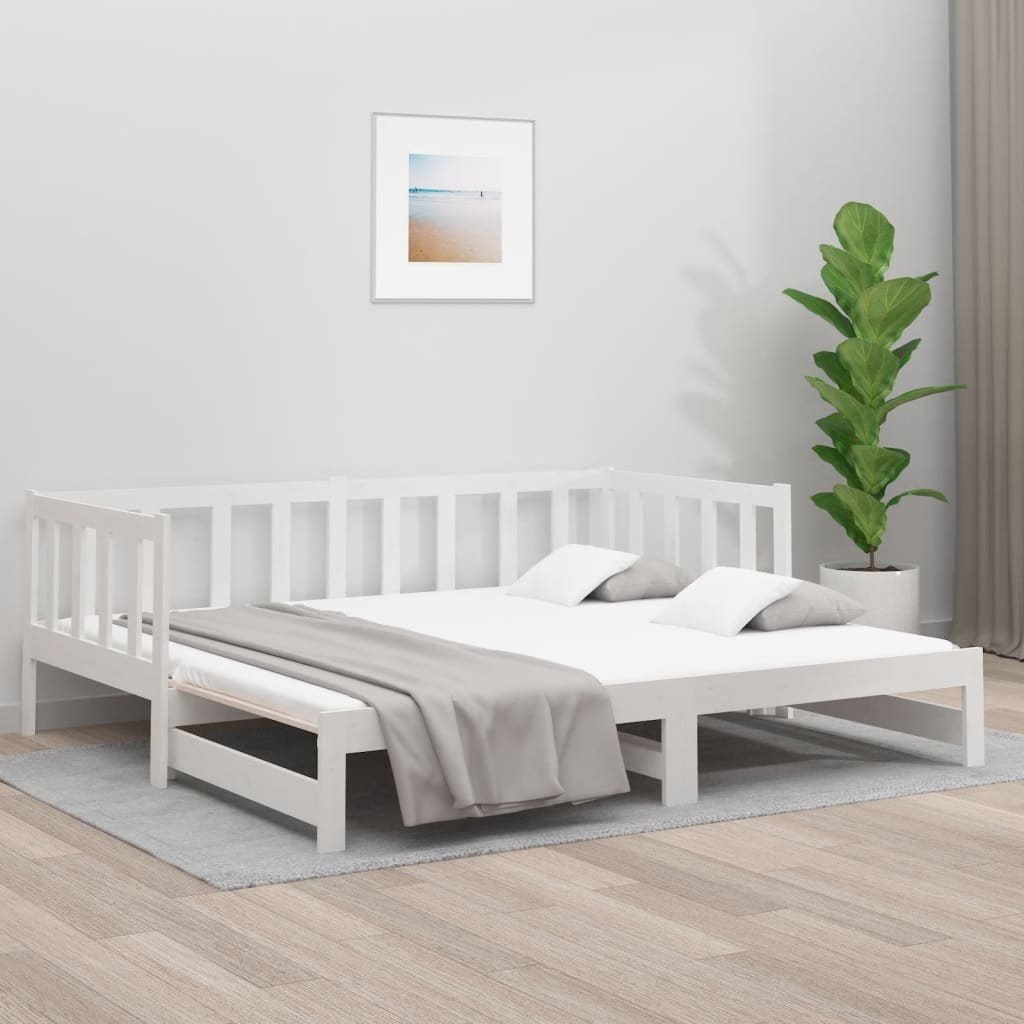 vidaXL Pull-out Day Bed White 2x(90x190) cm Solid Wood Pine