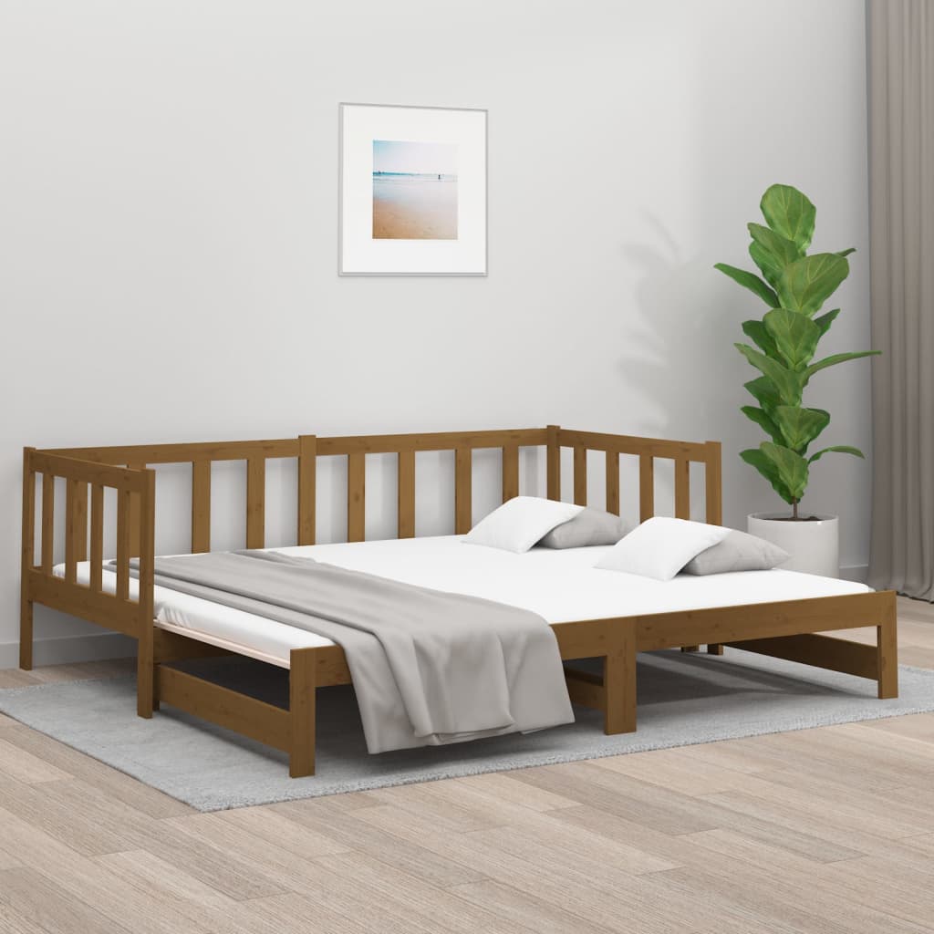 vidaXL Pull-out Day Bed Honey Brown 2x(80x200) cm Solid Wood Pine