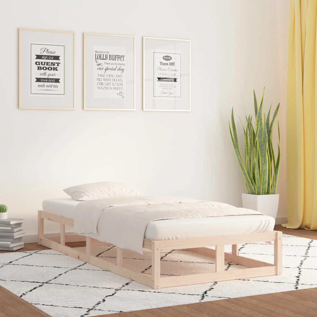 vidaXL Bed Frame 75x190 cm Small Single Solid Wood