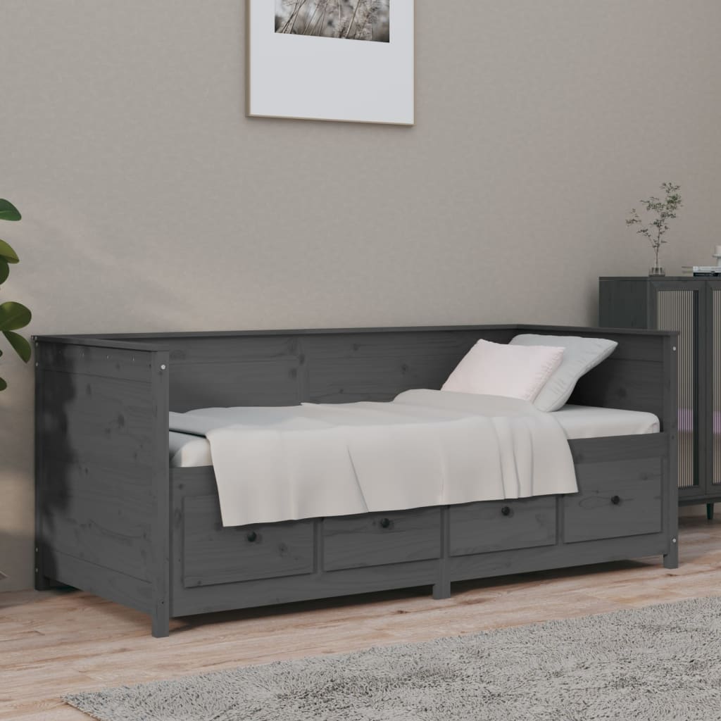vidaXL Day Bed Grey 90x190 cm Solid Wood Pine