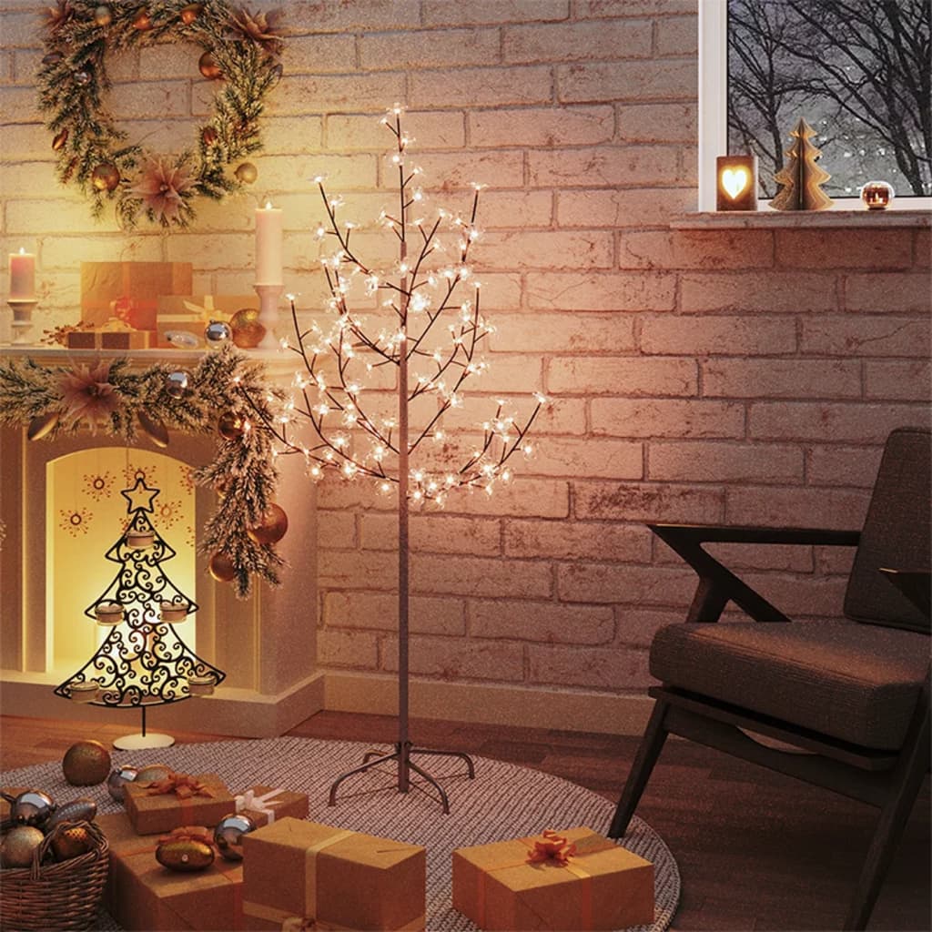 vidaXL Cherry Blossom LED Tree Warm White 84 LEDs 120 cm