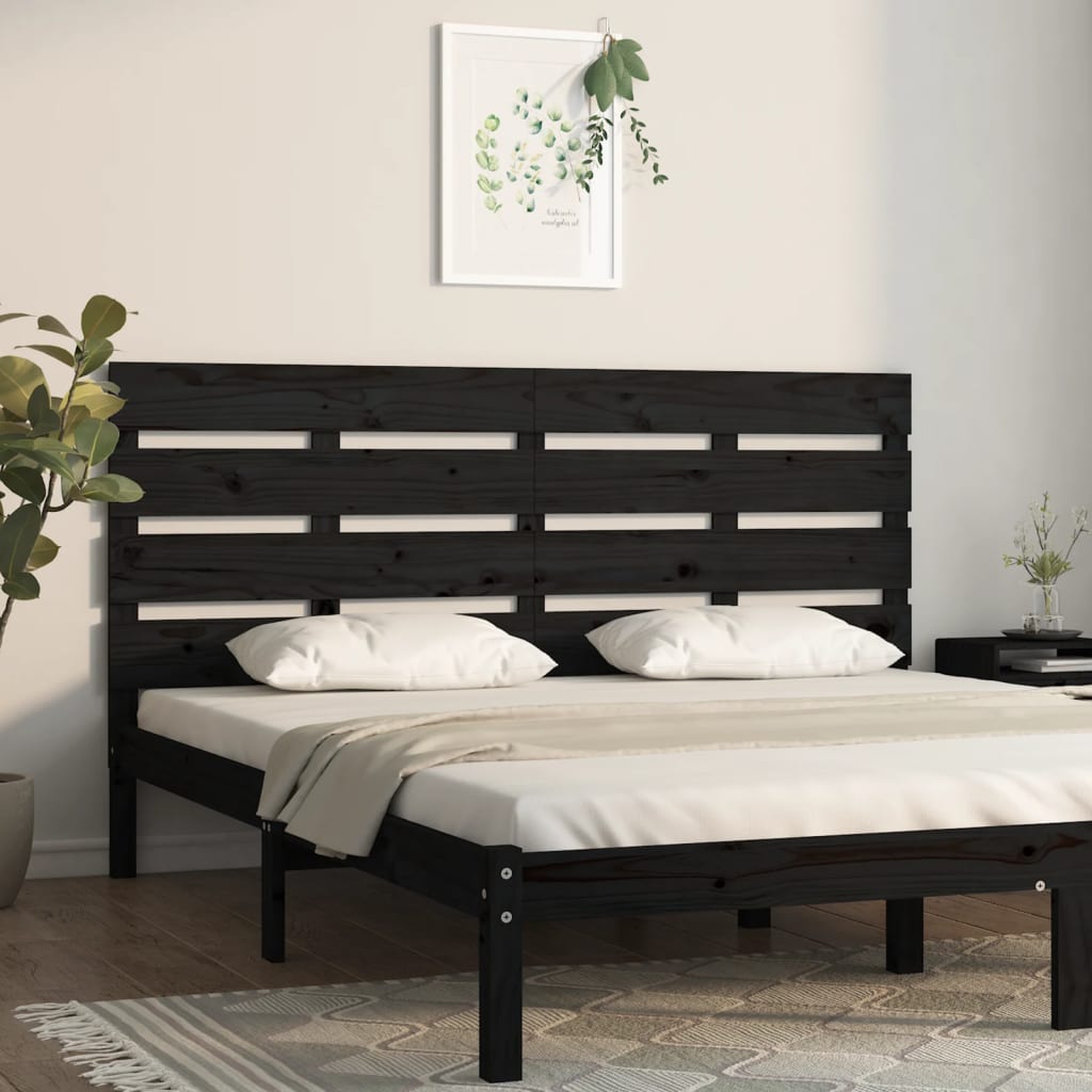 vidaXL Headboard Black 140x3x80 cm Solid Wood Pine