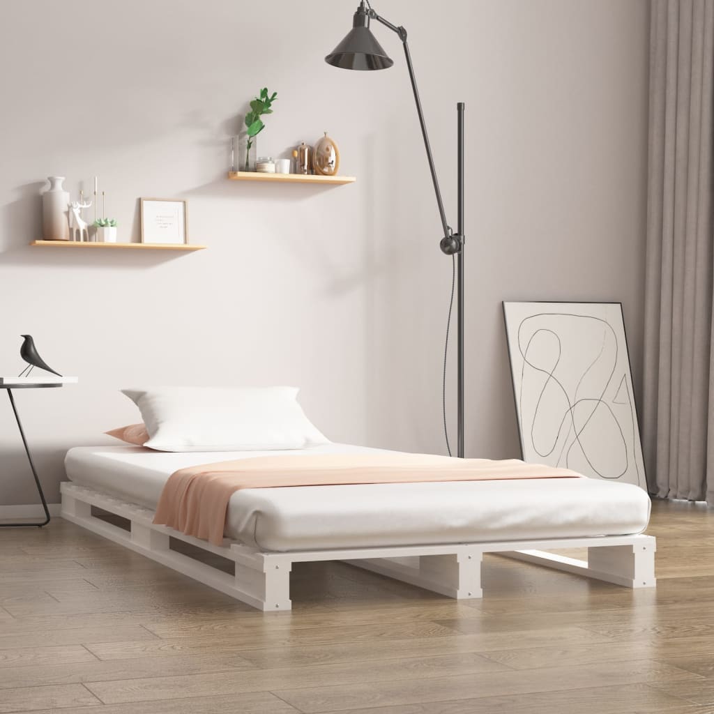 vidaXL Pallet Bed White 90x190 cm Single Solid Wood Pine