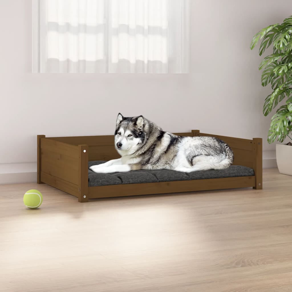 vidaXL Dog Bed Honey Brown 105.5x75.5x28 cm Solid Pine Wood