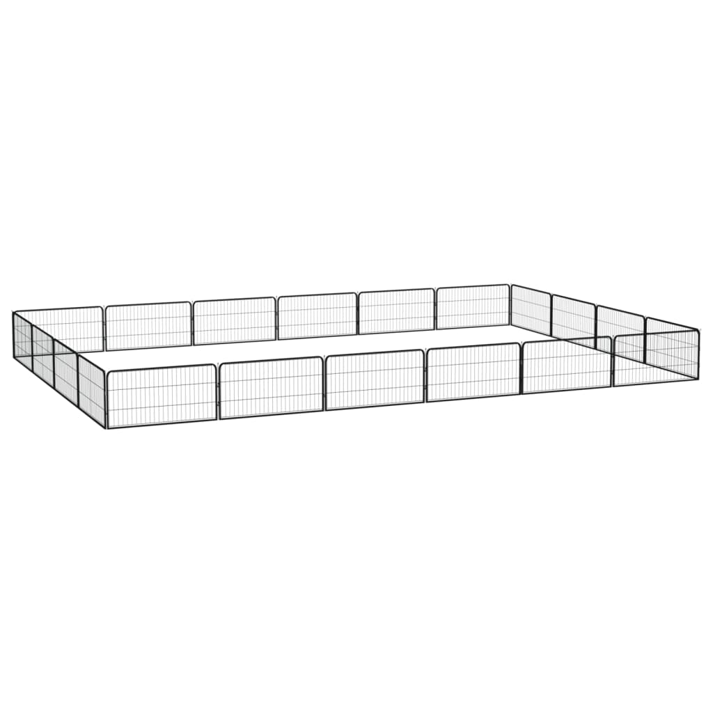 vidaXL 20-Panel Dog Playpen Black 100x50 cm Powder-coated Steel
