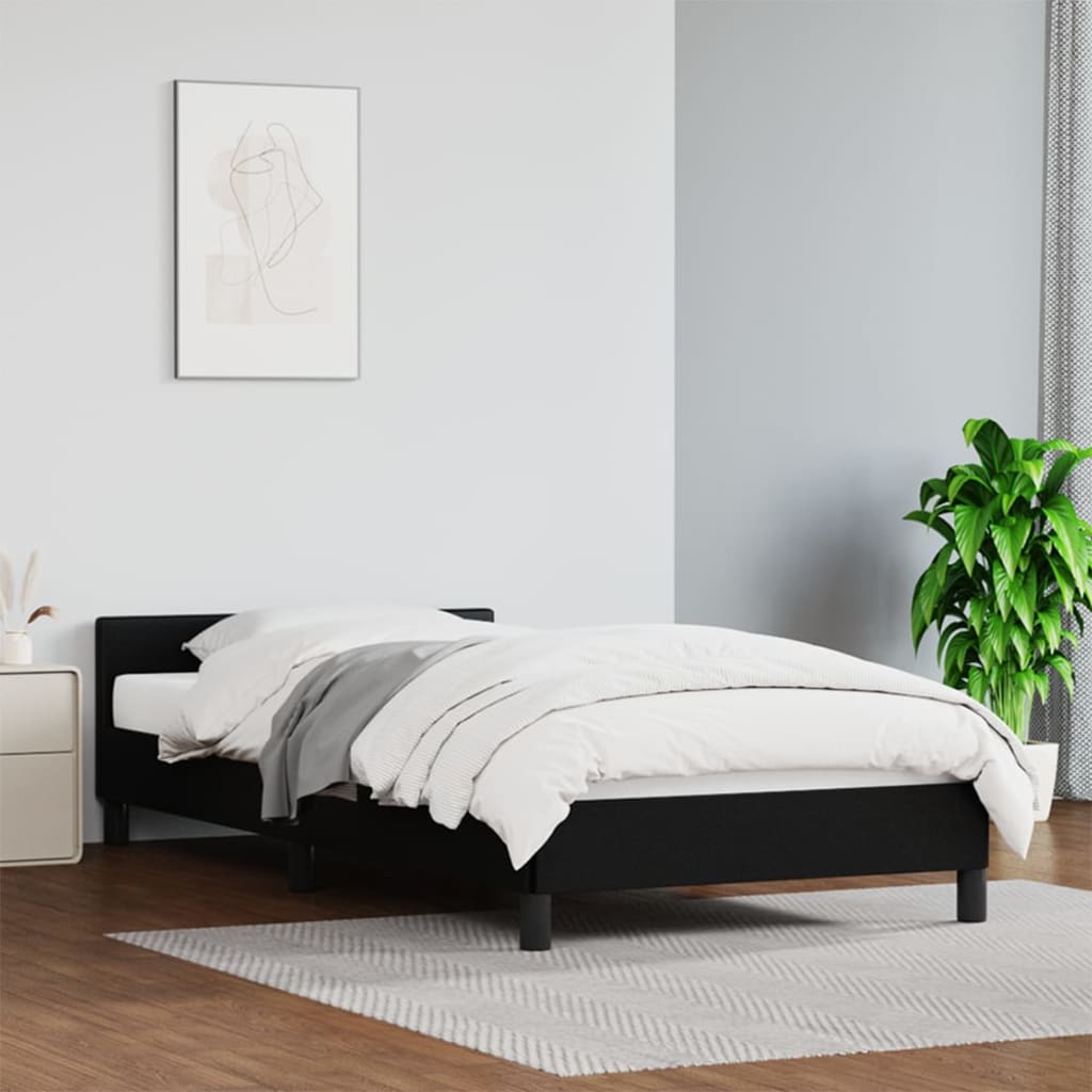 vidaXL Bed Frame with Headboard Black 90x190cm Single Faux Leather