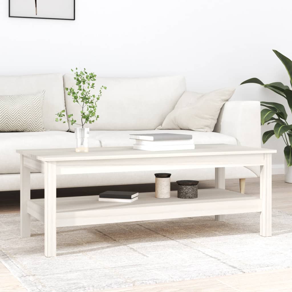 vidaXL Coffee Table White 110x50x40 cm Solid Wood Pine