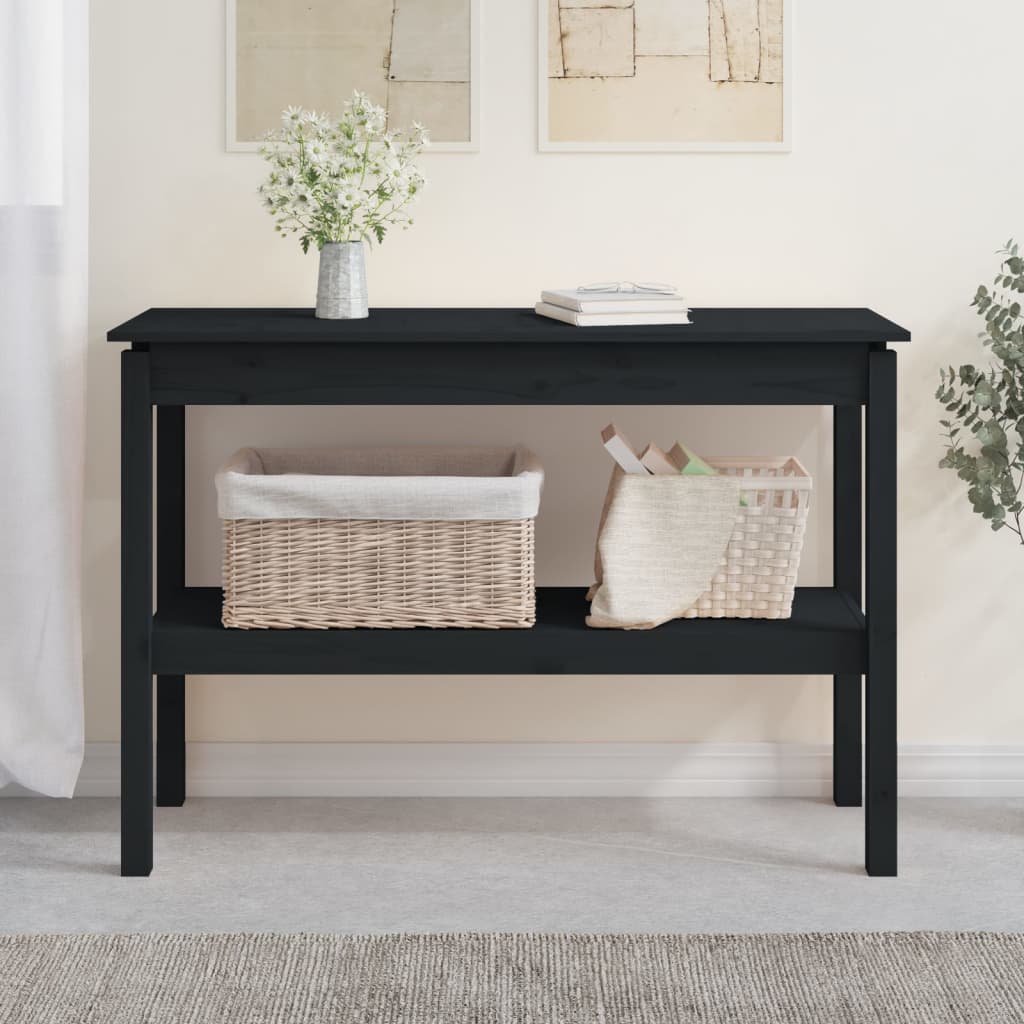 vidaXL Console Table Black 110x40x75 cm Solid Wood Pine