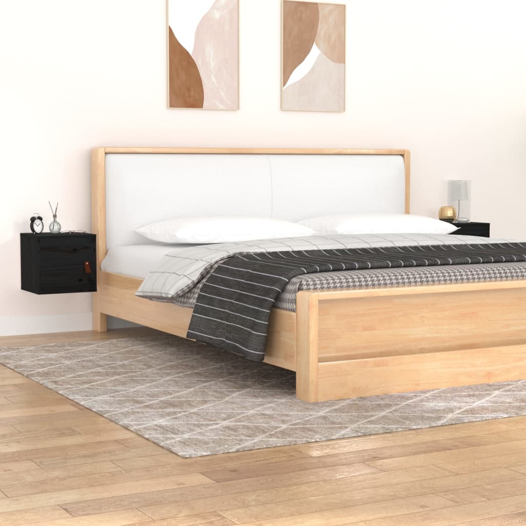 vidaXL Wall Cabinets 2 pcs Black 31.5x30x30 cm Solid Wood Pine