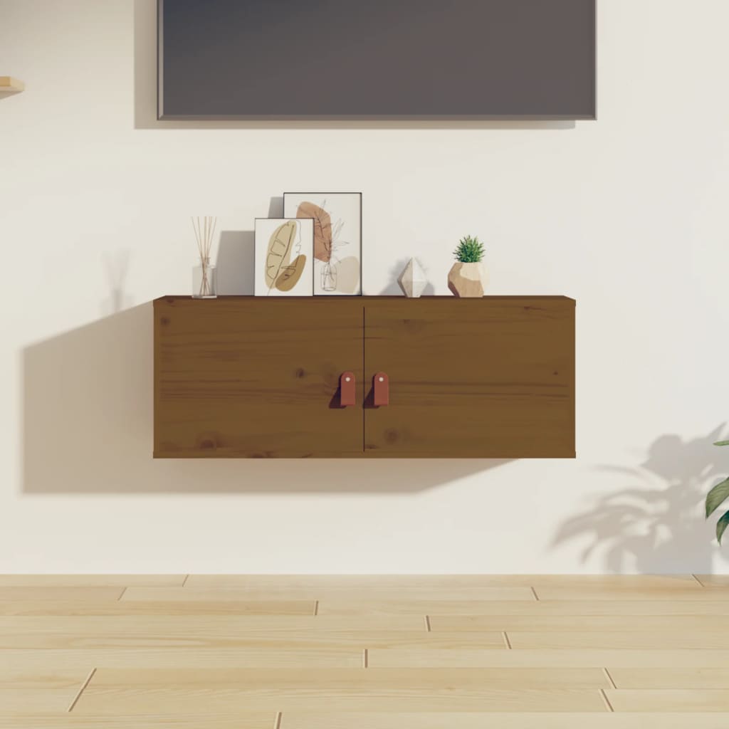 vidaXL Wall Cabinet Honey Brown 80x30x30 cm Solid Wood Pine
