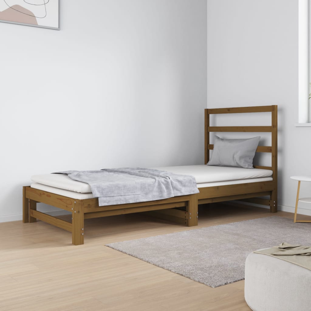 vidaXL Pull-out Day Bed Honey Brown 2x(90x190) cm Solid Wood Pine