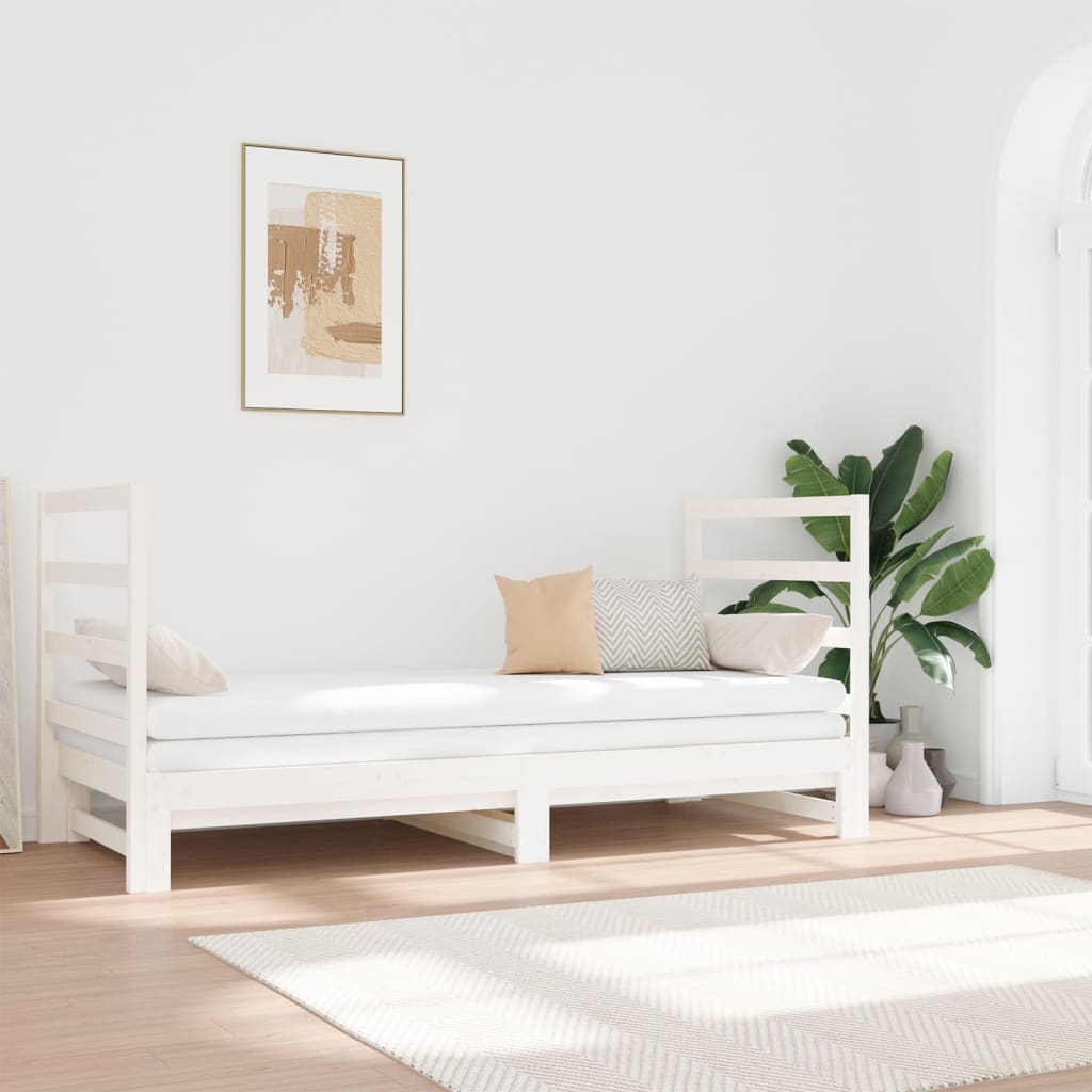 vidaXL Pull-out Day Bed White 2x(90x190) cm Solid Wood Pine