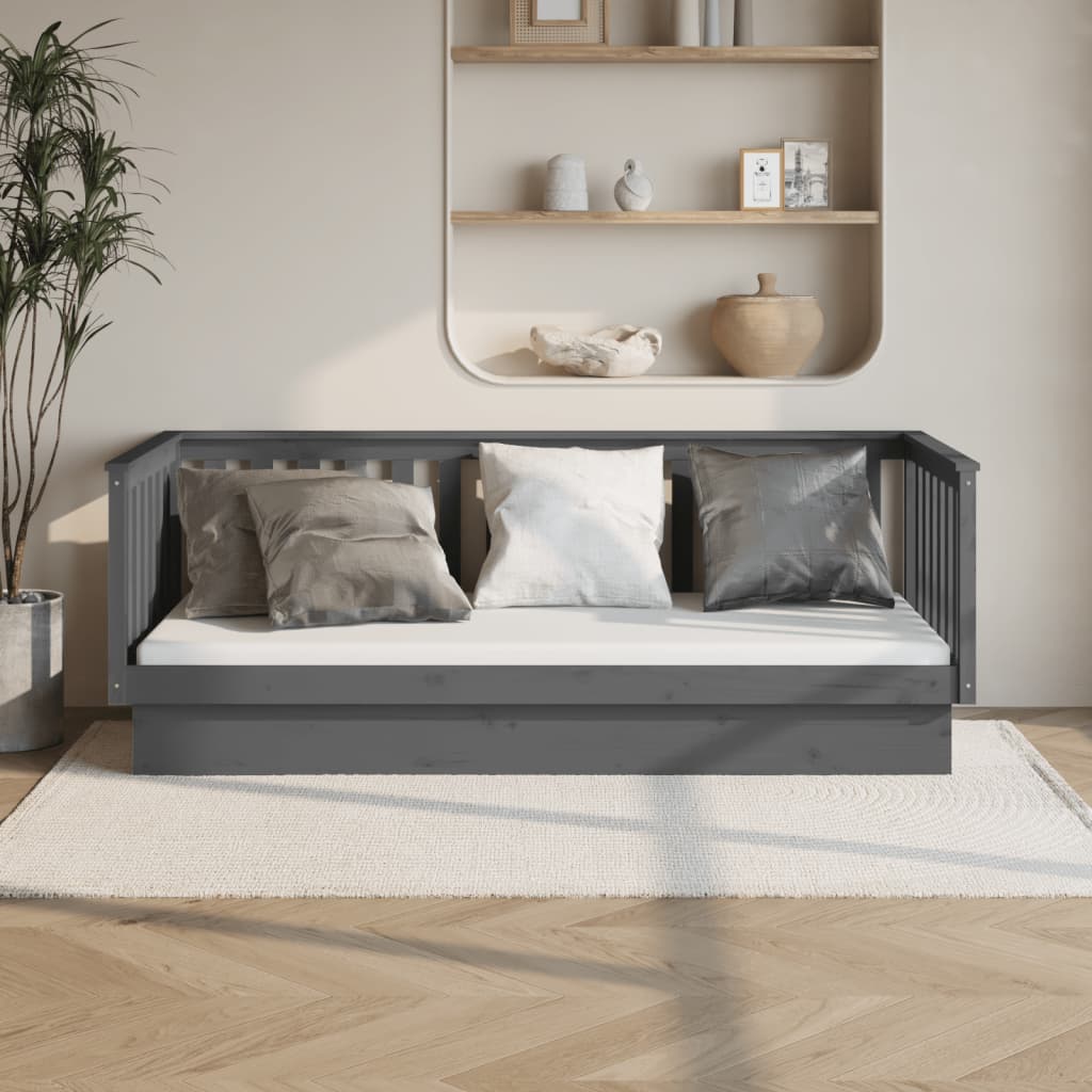 vidaXL Day Bed Grey 90x200 cm Solid Wood Pine