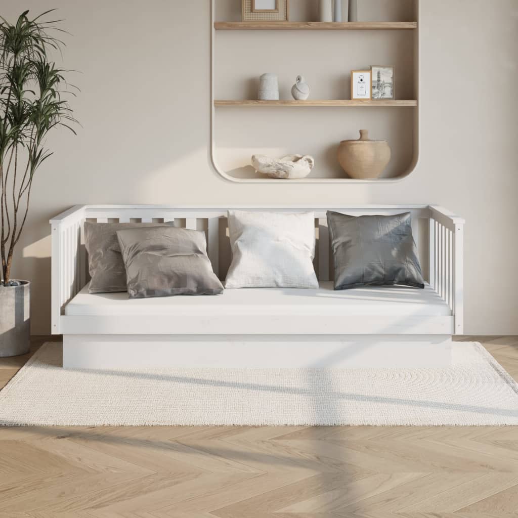 vidaXL Day Bed White 100x200 cm Solid Wood Pine