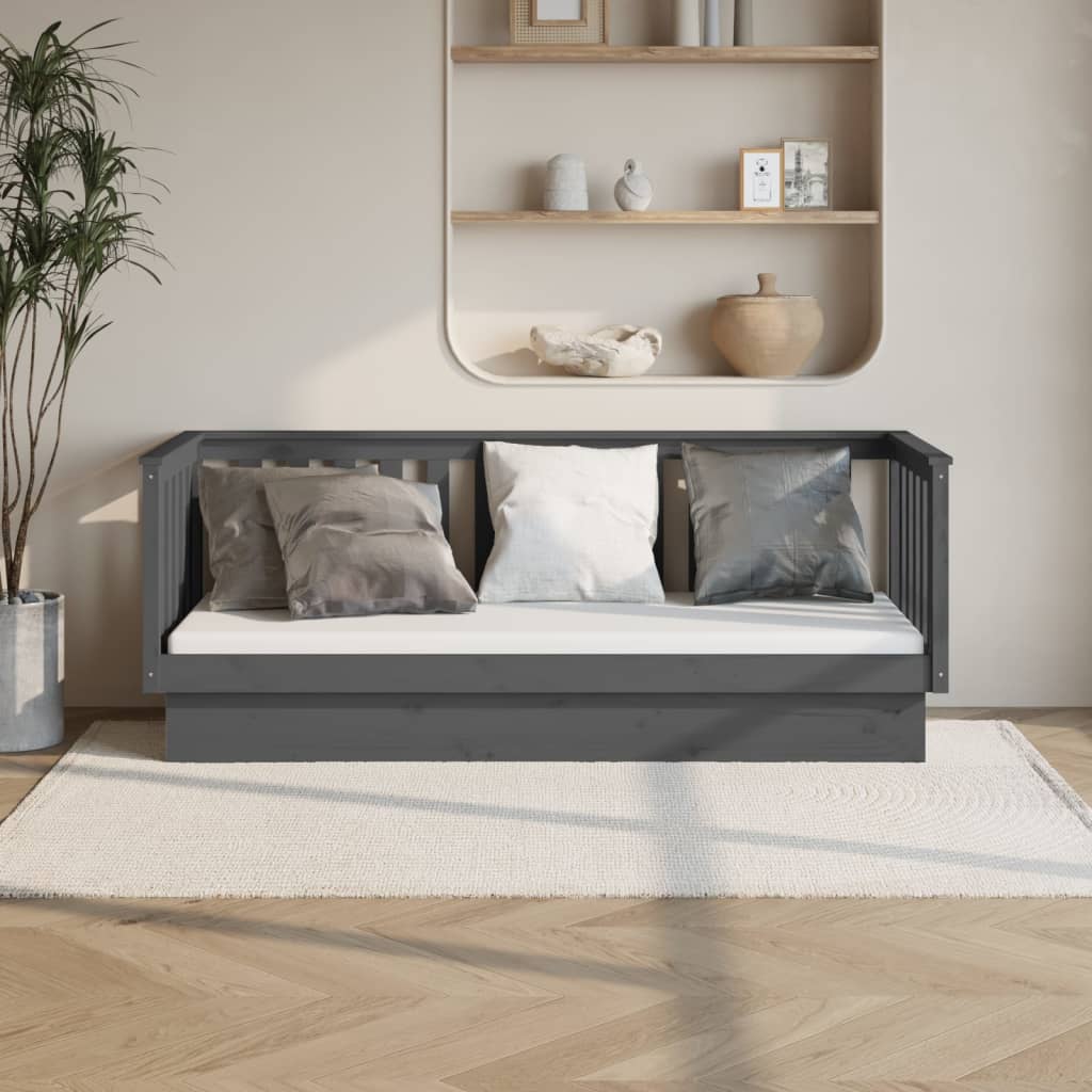 vidaXL Day Bed Grey 75x190 cm Solid Wood Pine