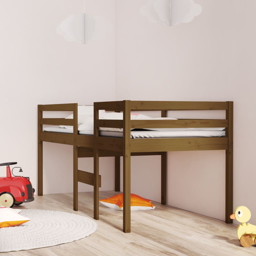 vidaXL High Sleeper Bed Honey Brown 90x190 cm 3FT Single Solid Wood Pine