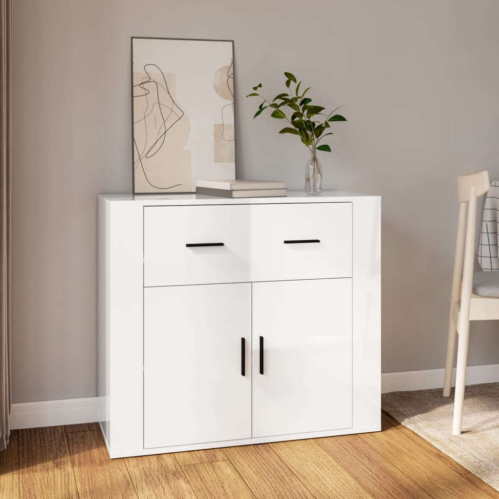 vidaXL Sideboard High Gloss White 80x33x70 cm Engineered Wood
